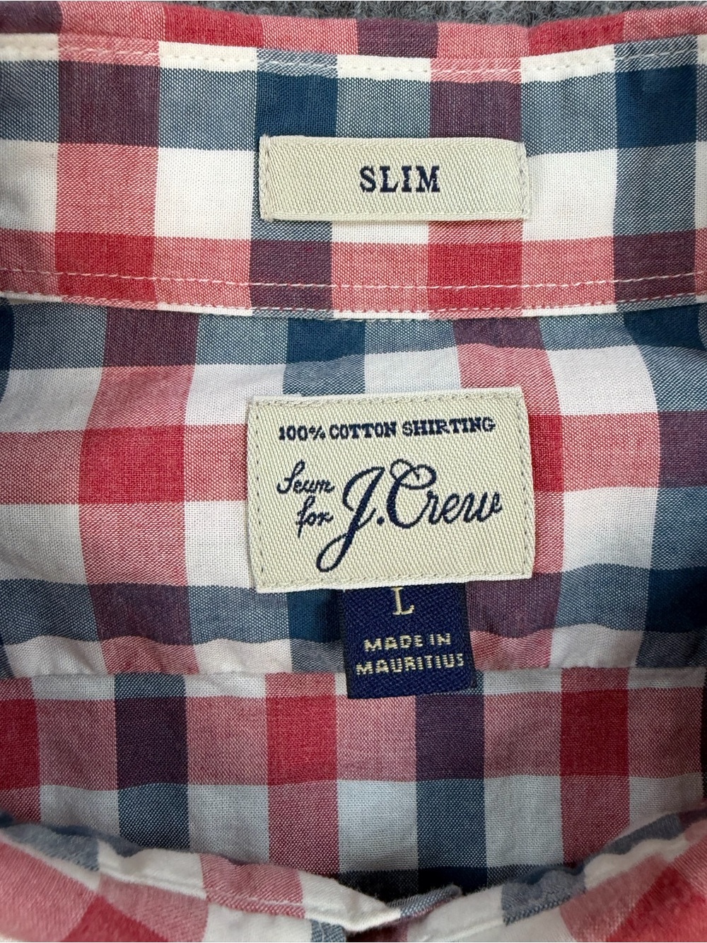 J.Crew Factory Slim Fit Plaid Button Down Shirt Men’s L 100% Cotton Americana - Picture 7 of 13